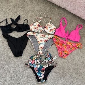 Women's Swimwear Set - Black, Pink, Floral